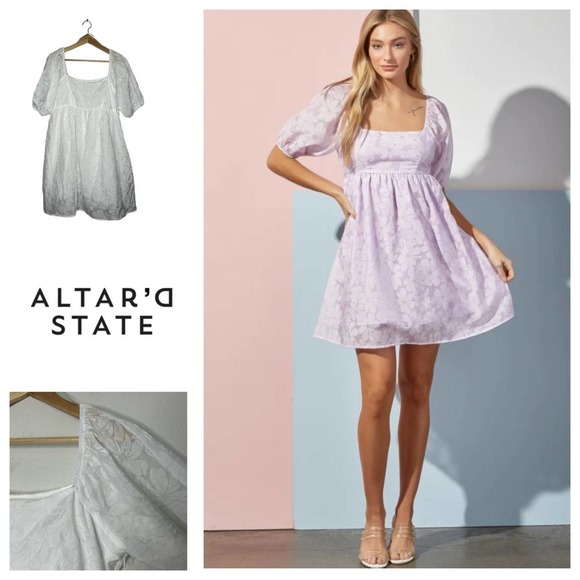 Altar'd‎ State White Floral Babdydoll Dress Large - Picture 1 of 9